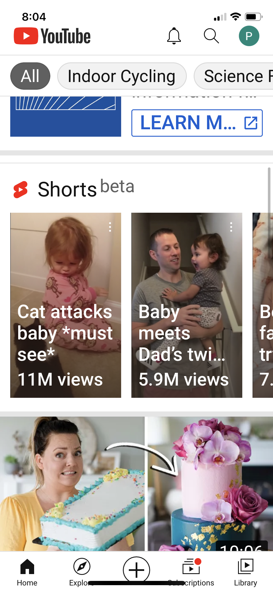 beta Youtube Shorts shelf